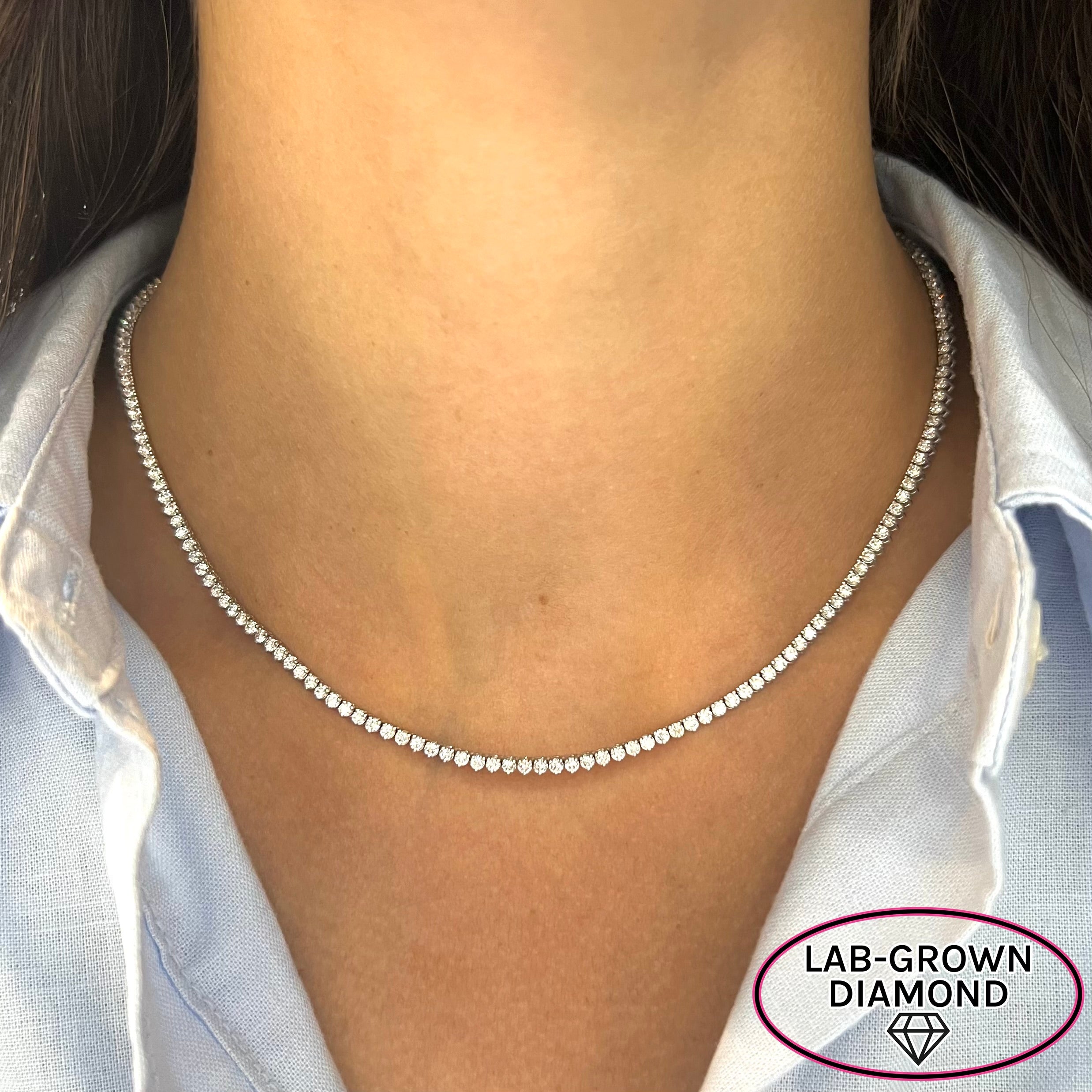 14K GOLD 4.00 CT LAB GROWN DIAMOND TENNIS NECKLACE – Jen K Online