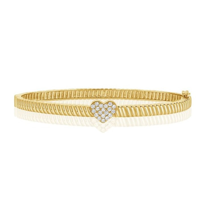 14K GOLD DIAMOND CELINE HEART BANGLE – Jen K Online