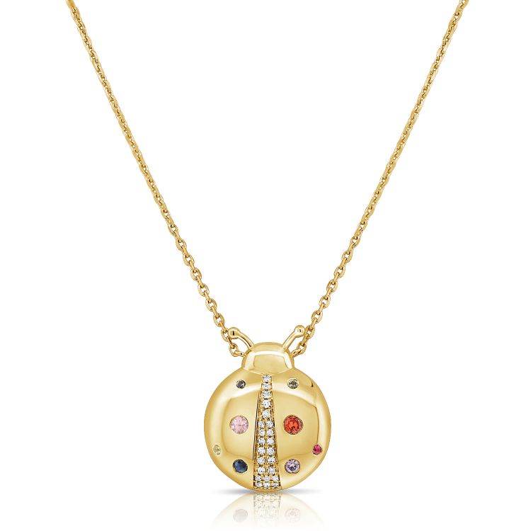14K GOLD DIAMOND MULTI COLOR SAPPHIRE DELILAH LADY BUG