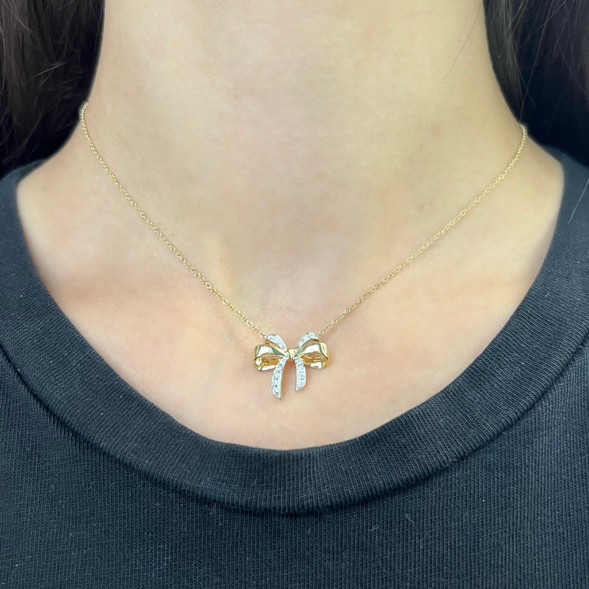 14K GOLD DIAMOND SALLY BOW NECKLACE – Jen K Online