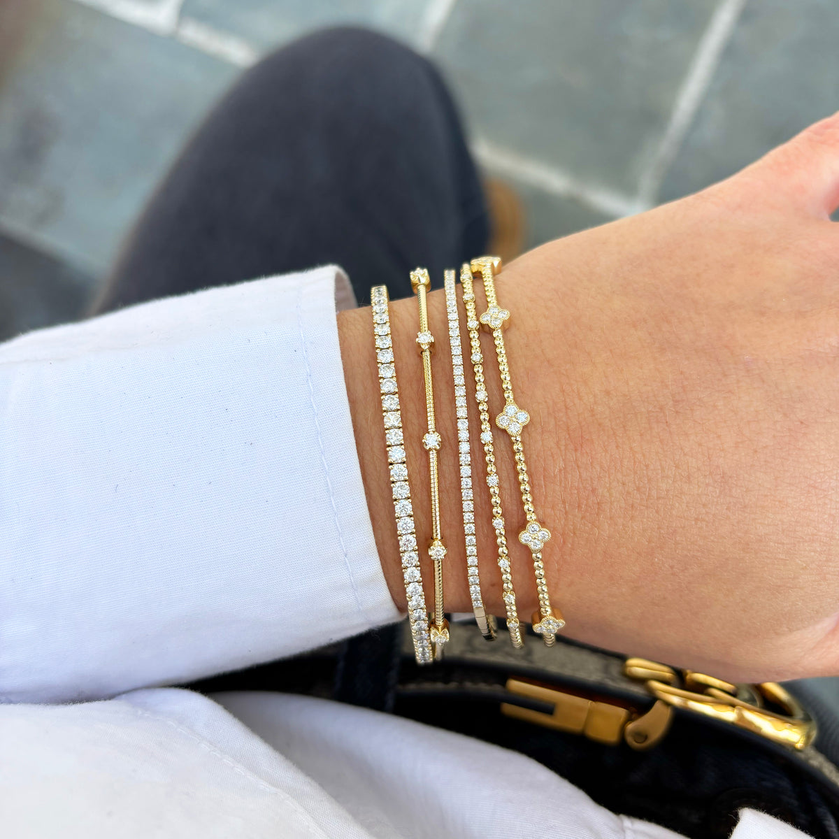 14K GOLD DIAMOND LUCY FLEX BANGLE – Jen K Online