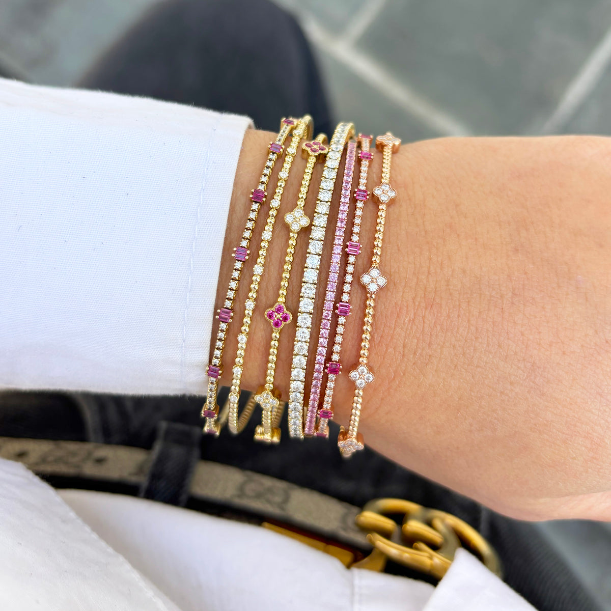 14K GOLD DIAMOND RUBY KAIA FLEX BANGLE – Jen K Online