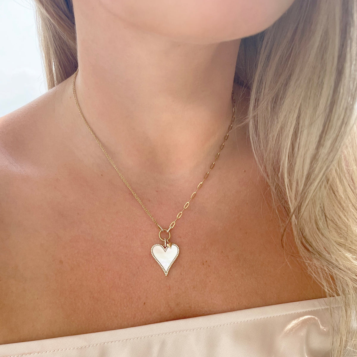14K GOLD DIAMOND MOTHER OF PEARL VIVI HEART NECKLACE – Jen K Online
