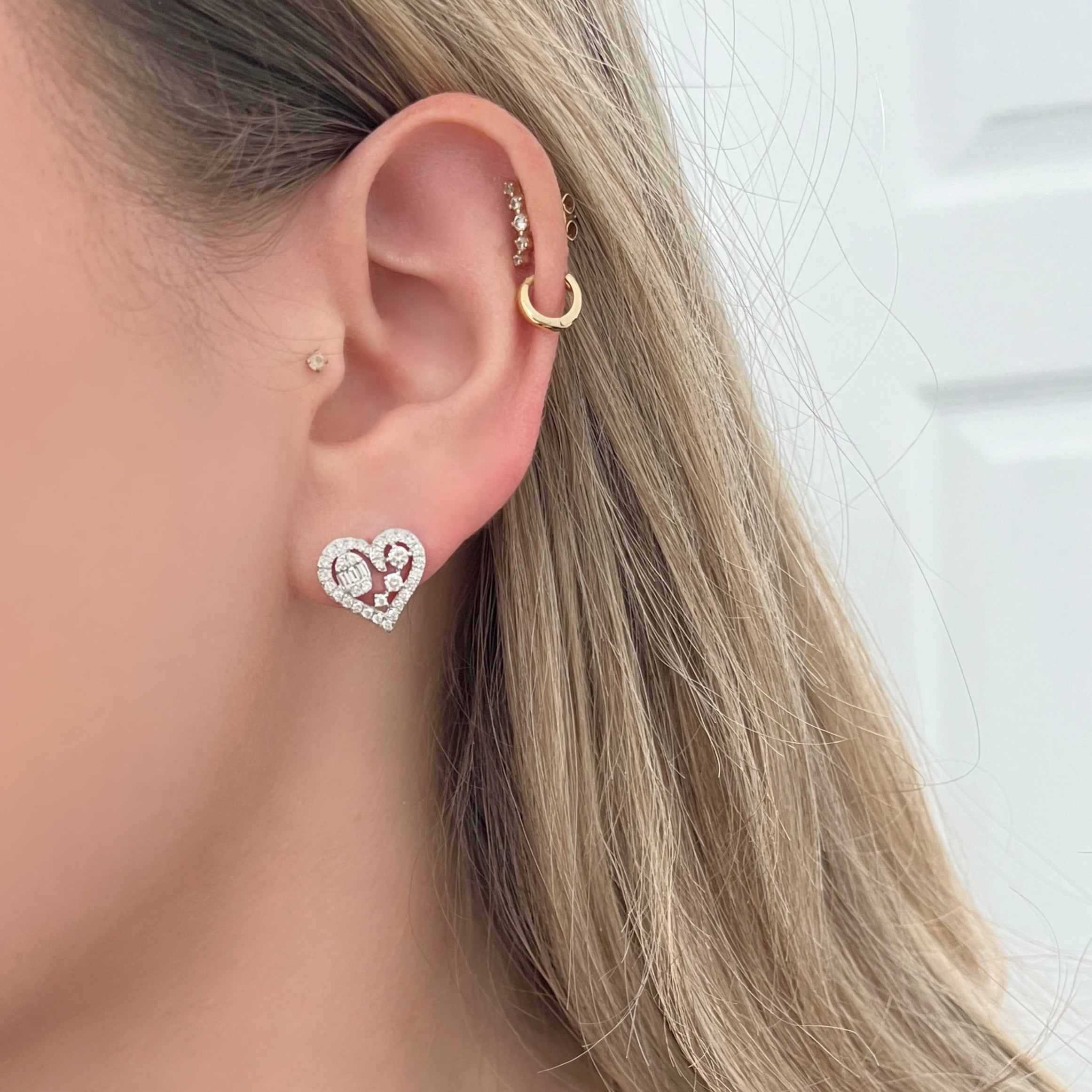 14K GOLD DIAMOND KELLY HEART STUDS – Jen K Online