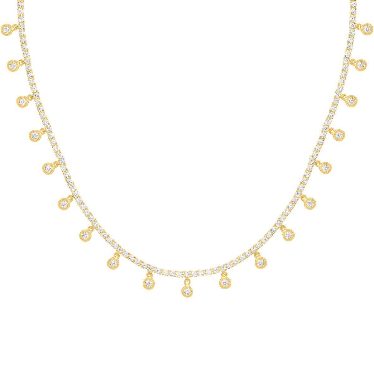 Michelle 14k Yellow Gold Strand Necklace in White Diamond