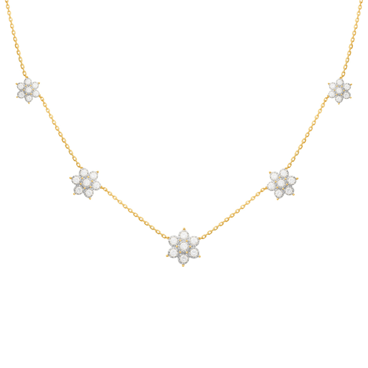 14K GOLD DIAMOND HANNAH 5 FLOWER NECKLACE – Jen K Online
