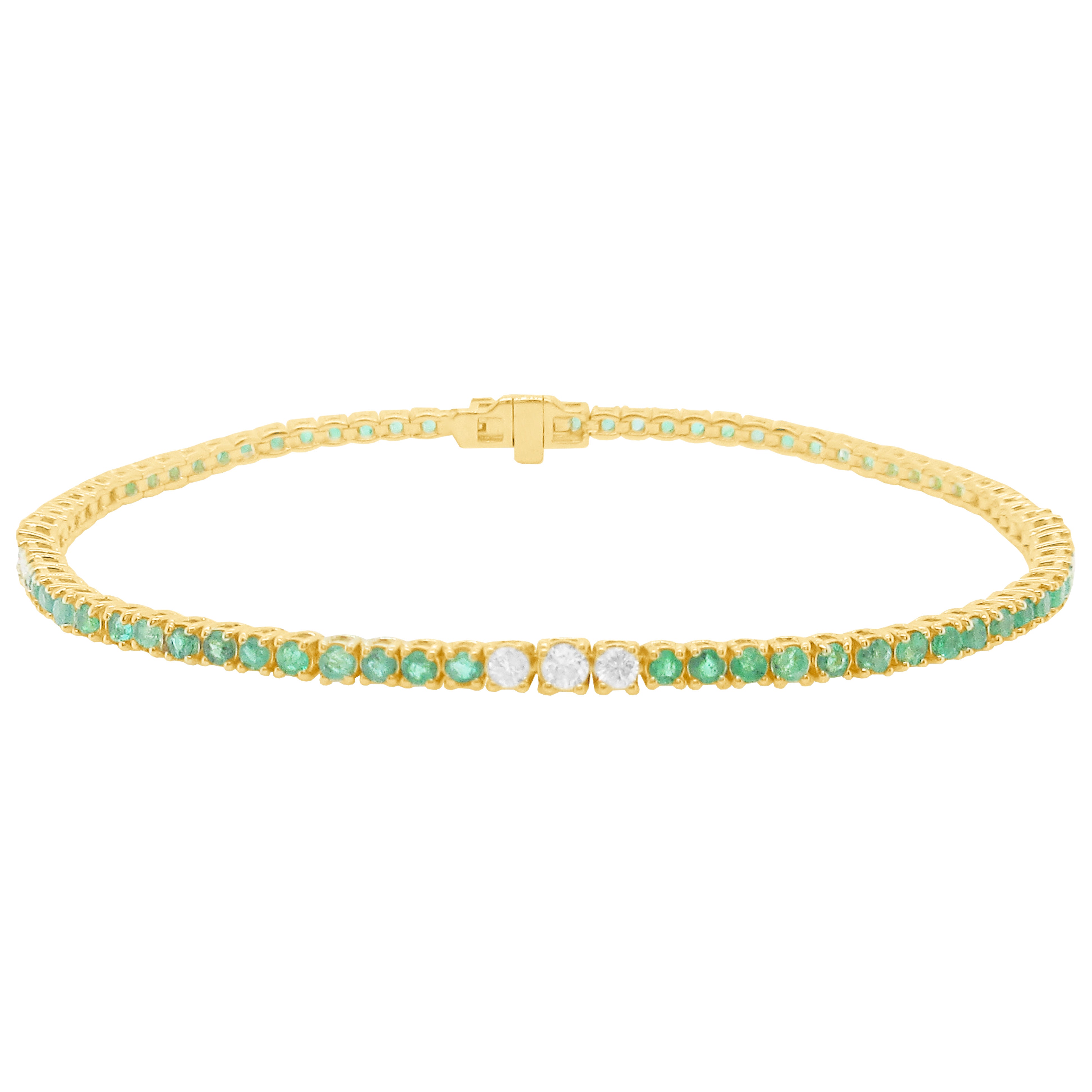 14K GOLD DIAMOND EMERALD MELANIE TENNIS BRACELET – Jen K Online