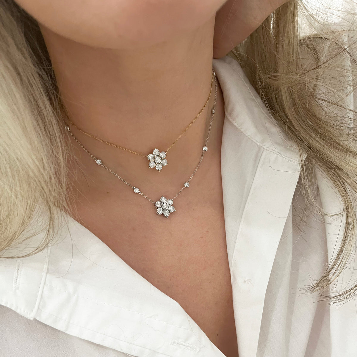 14K GOLD DIAMOND LARGE HANNAH FLOWER NECKLACE – Jen K Online