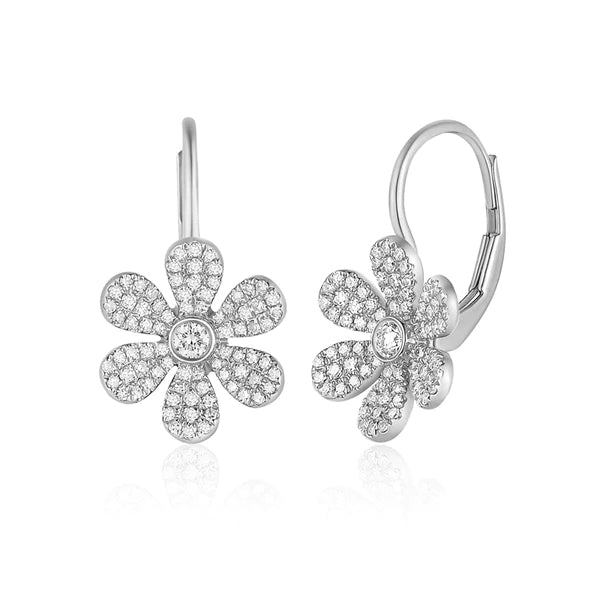 14kt White Daisy Baby Earrings