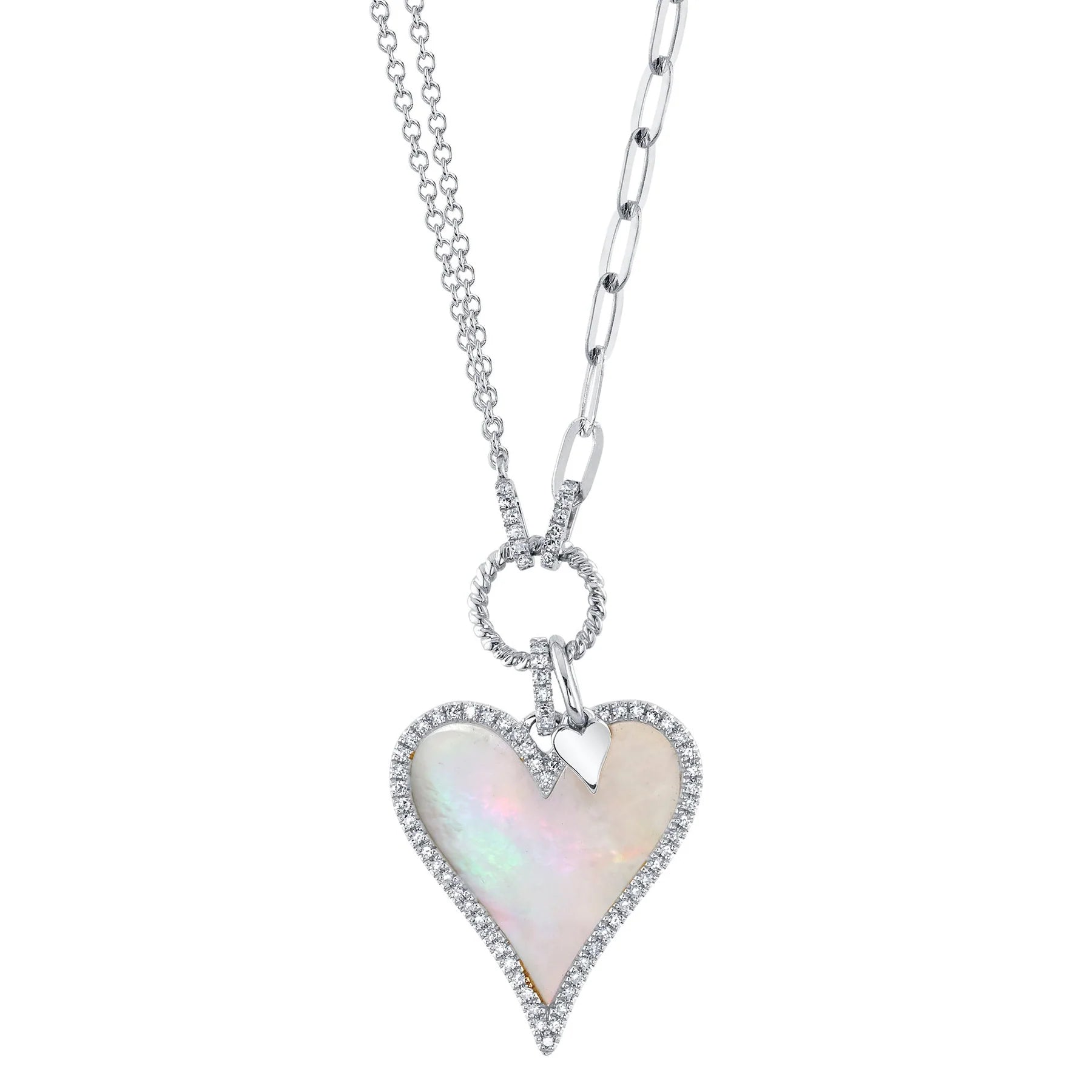 14K GOLD DIAMOND MOTHER OF PEARL VIVI HEART NECKLACE – Jen K Online