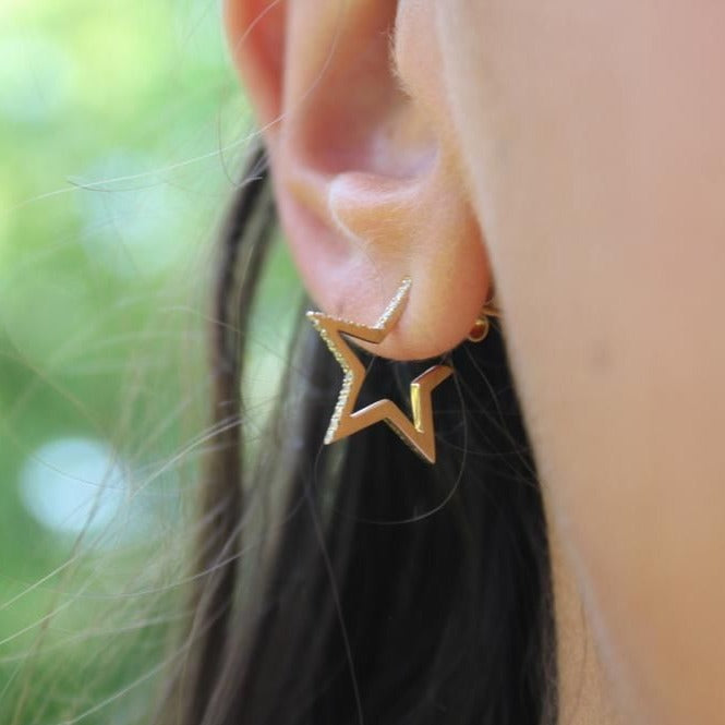 14K GOLD DIAMOND SMALL EMMA STAR HOOPS – Jen K Online