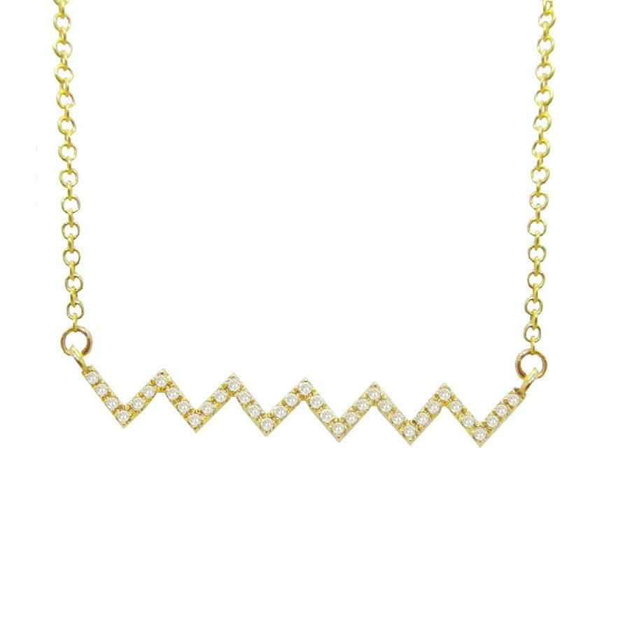 アクセサリー Bar Necklace 14K GOLD DIAMOND ZIGZAG BAR NECKLACE – Jen K Online