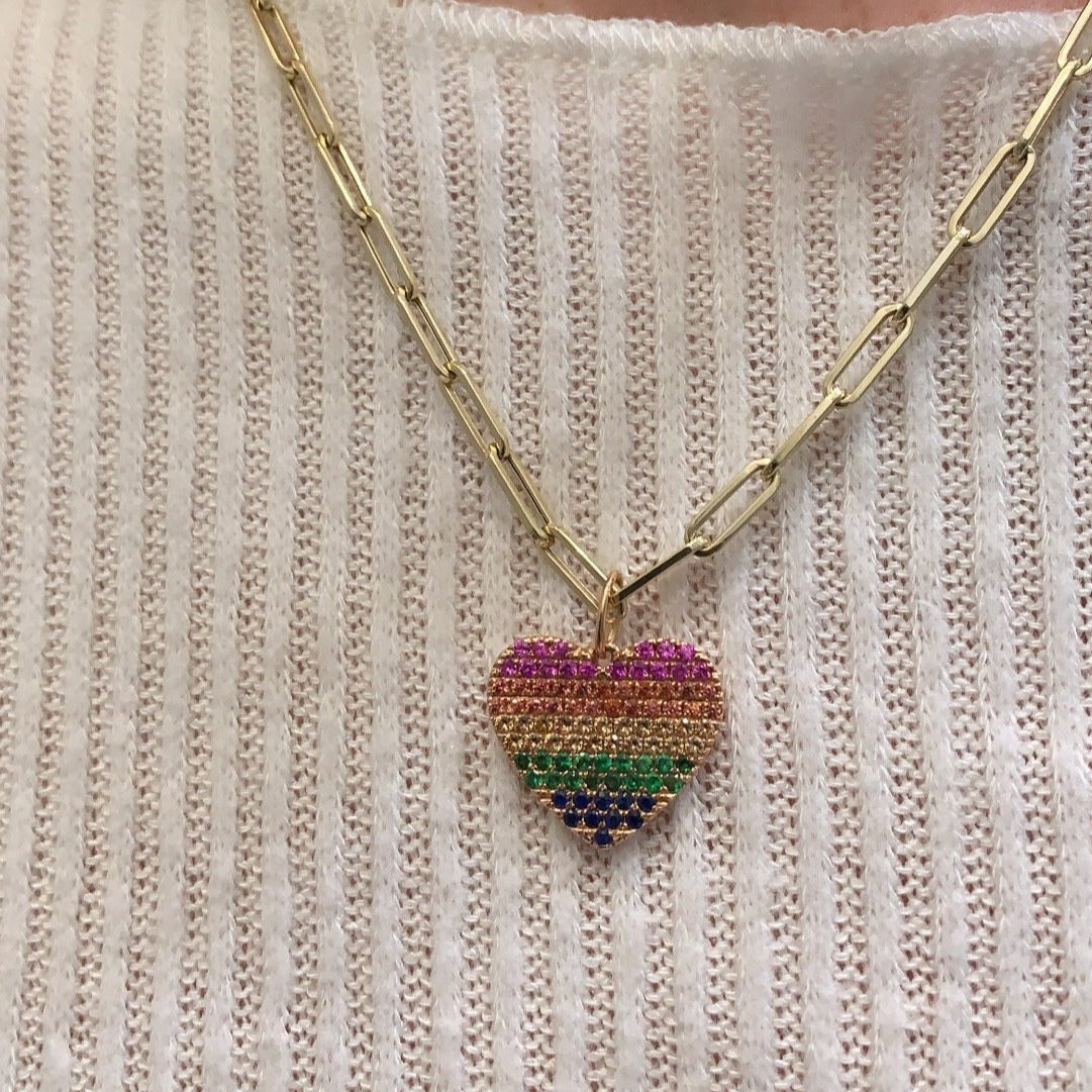 14K Gold Rainbow Diamond Charm