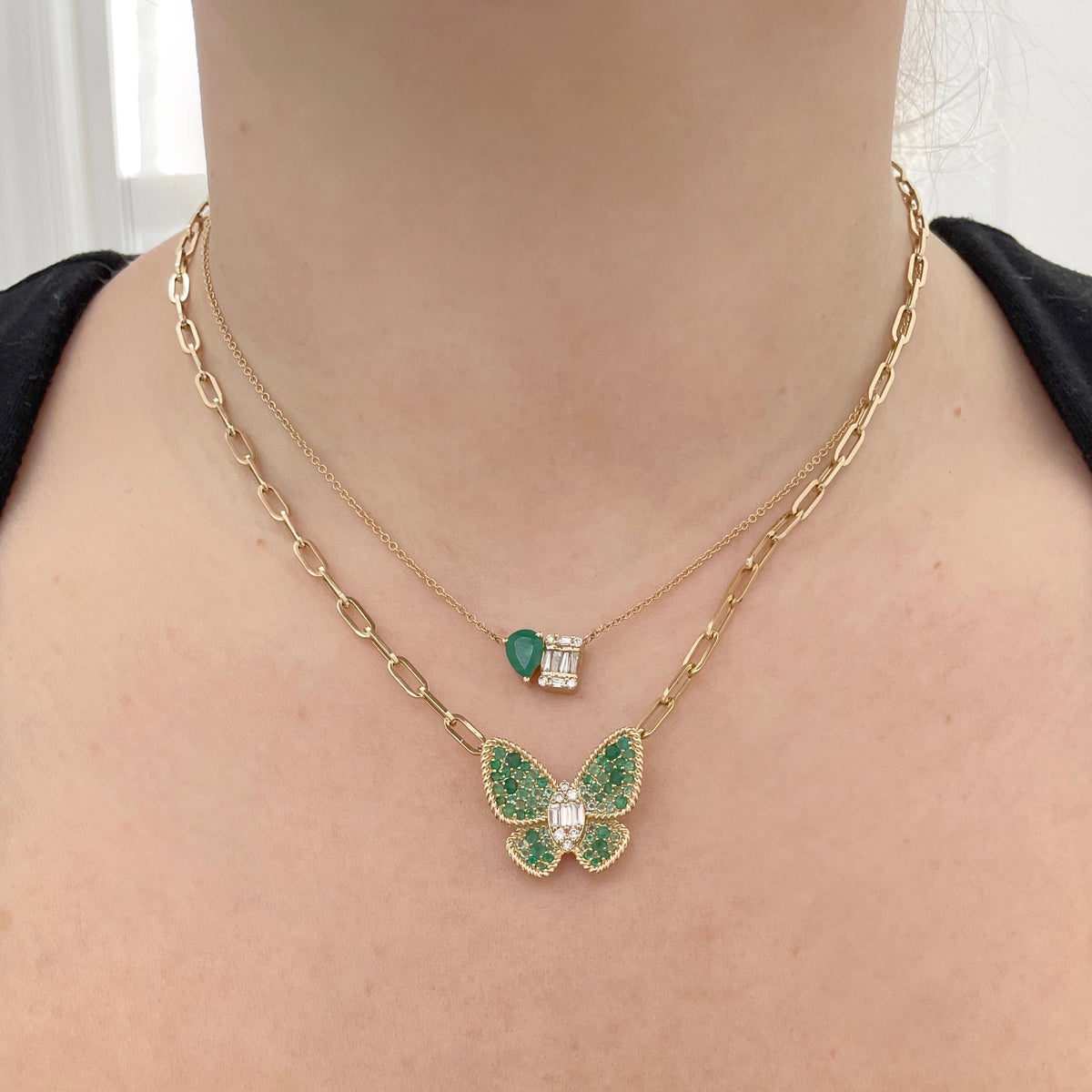 14K GOLD DIAMOND EMERALD KELSEY NECKLACE – Jen K Online