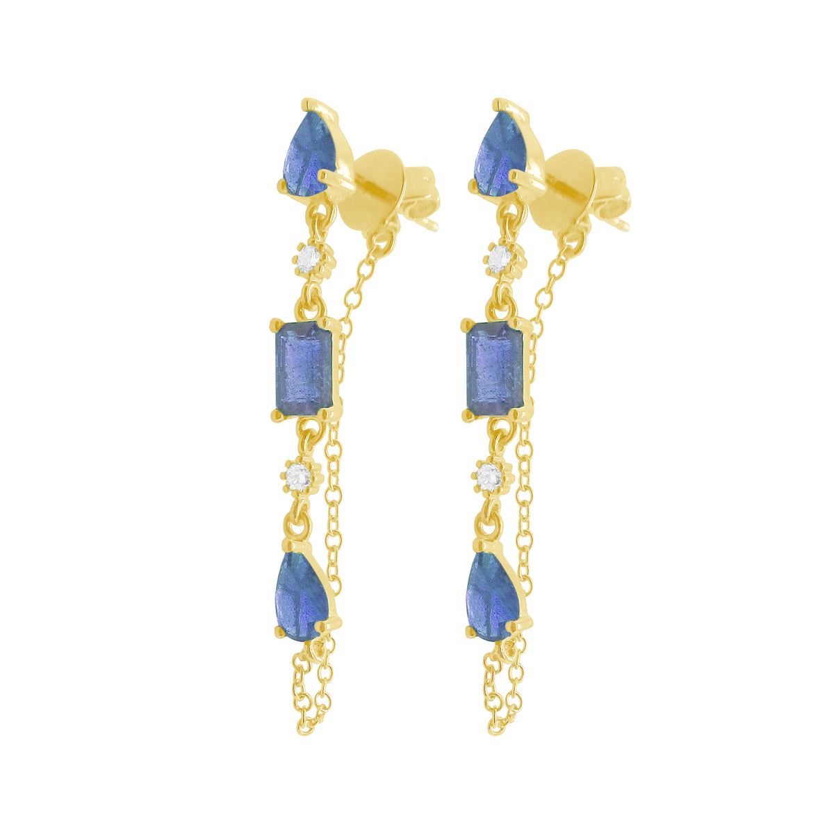 14K GOLD DIAMOND SAPPHIRE SIERRA EARRINGS – Jen K Online