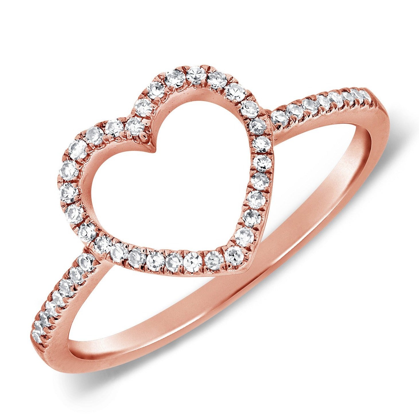 Rose Gold Heart Ring, Heart Shape Ring, 14k Gold Ring, Open Heart