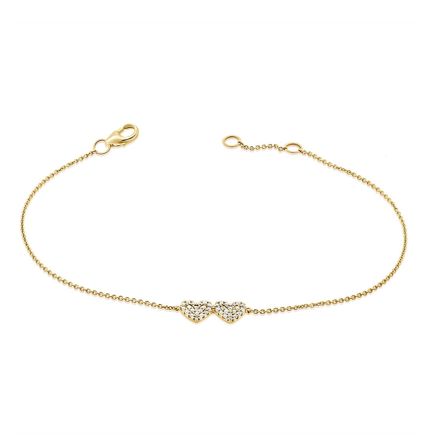 14K GOLD DIAMOND DOUBLE HEART MARCIA BRACELET