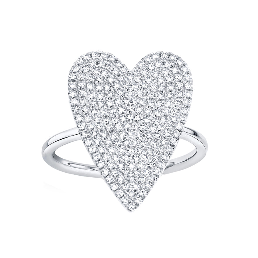 JHIJHOO Women's Pure Cupronickel Love Heart Diamond Ring Holiday