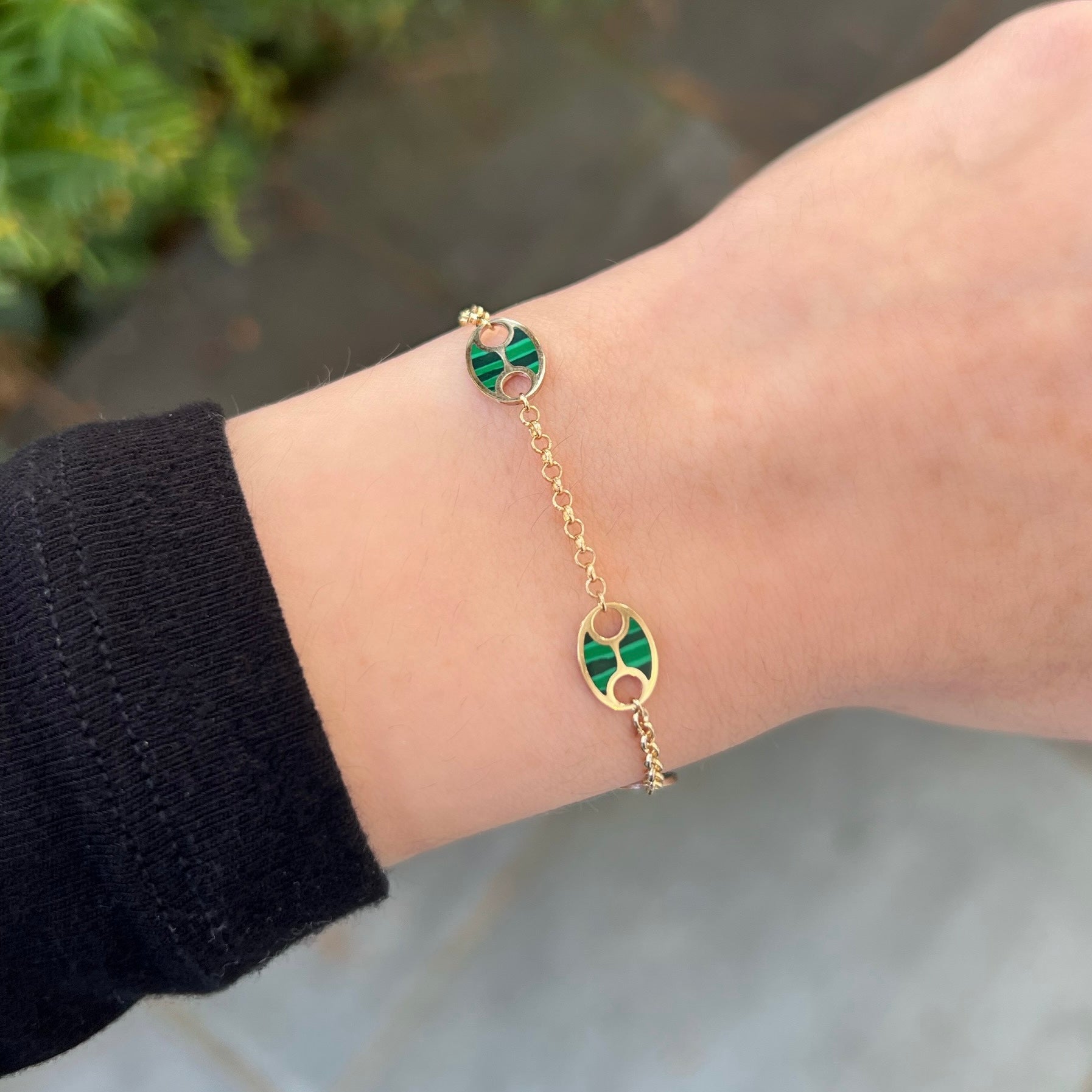 14K GOLD MALACHITE GIGI BRACELET – Jen K Online