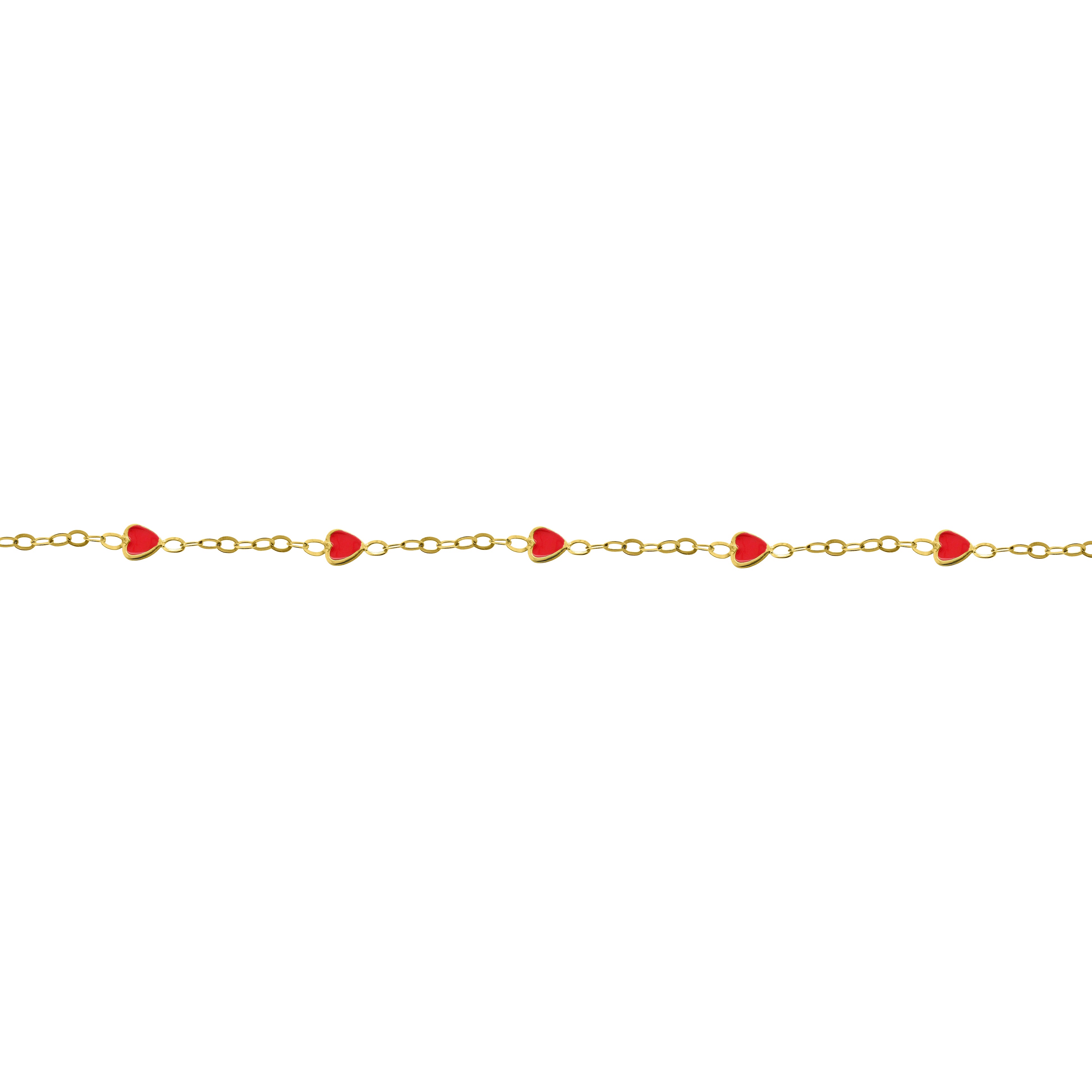 14k outlet solid gold, baby bracelet with colored stone hearts