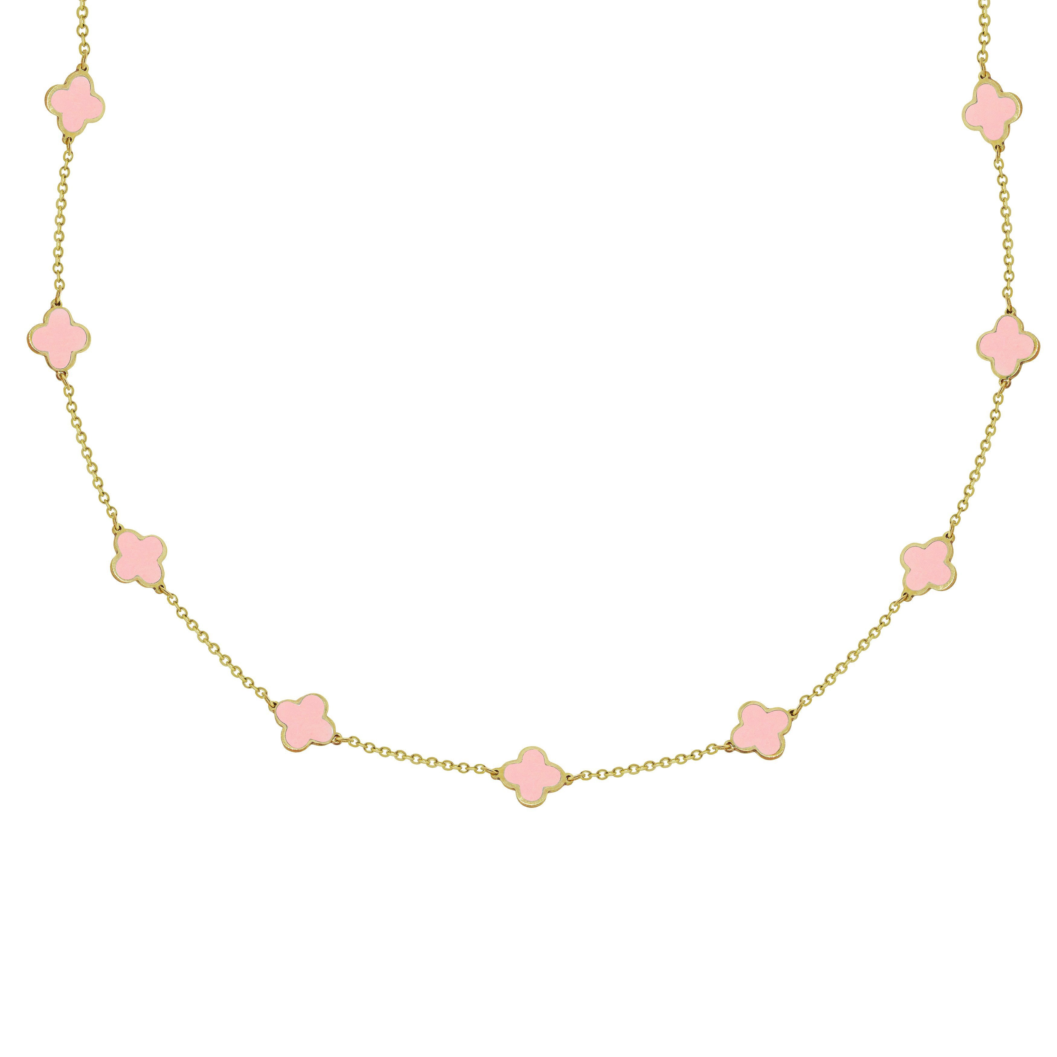 Colour Blossom Necklace, Pink Gold, Pink Mother-Of-Pearl, White Mother-Of- Pearl And Diamond - Categories Q94355