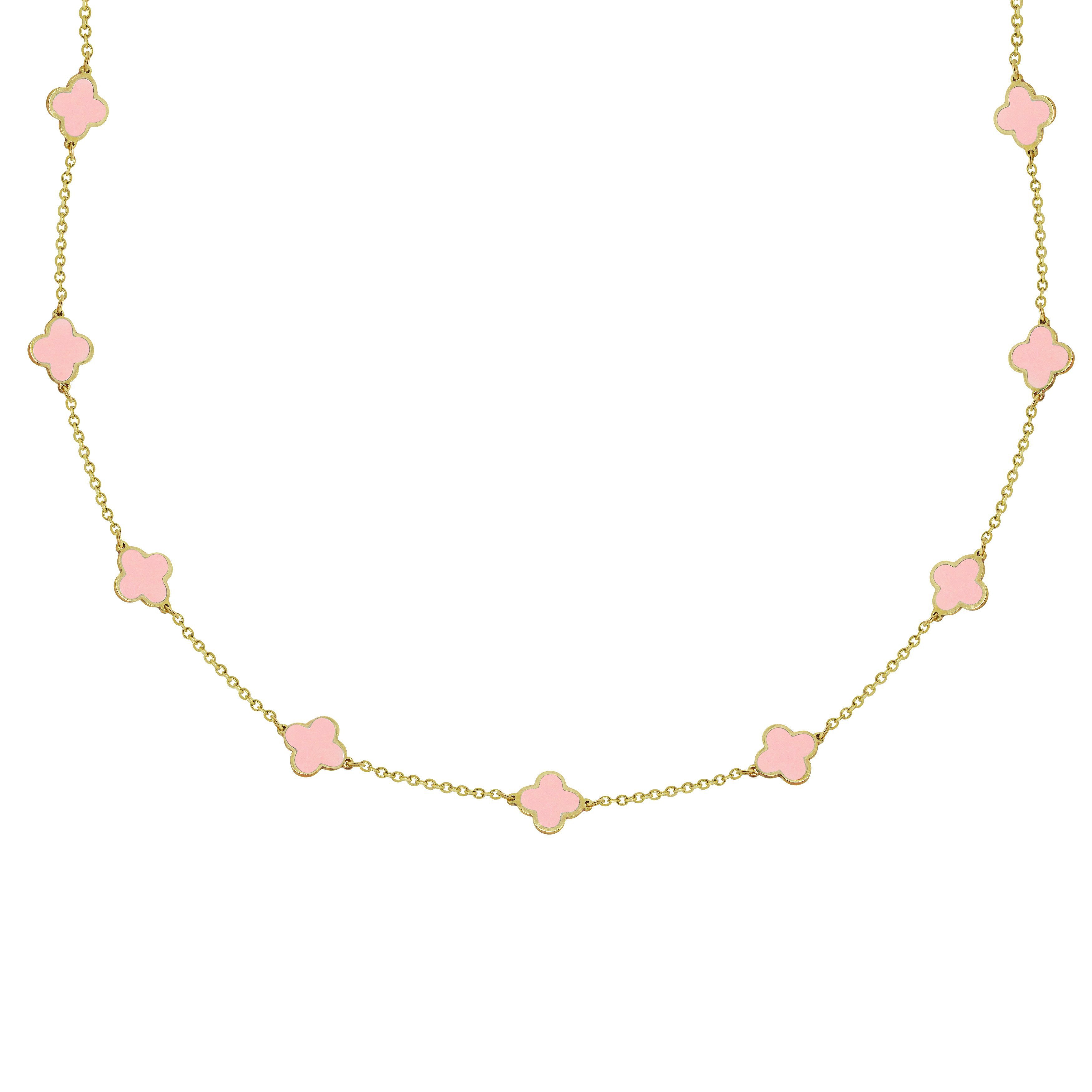 Colour Blossom Necklace, Pink Gold, Pink Mother-Of-Pearl, White  Mother-Of-Pearl And Diamond - Categories Q94355