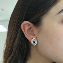 14K GOLD DIAMOND SAPPHIRE ELIZABETH STUDS