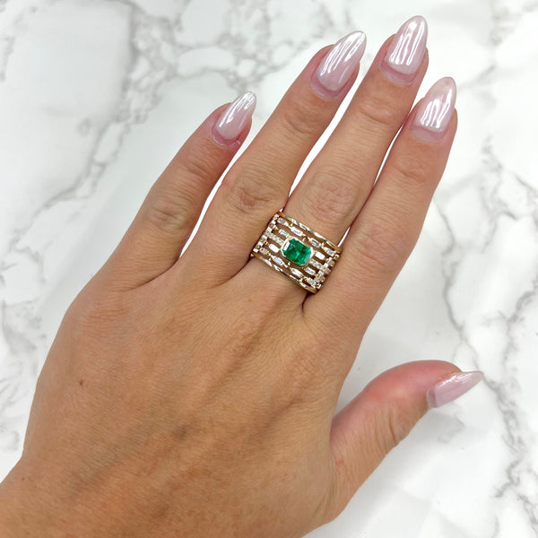 14K GOLD DIAMOND EMERALD JOSIE RING