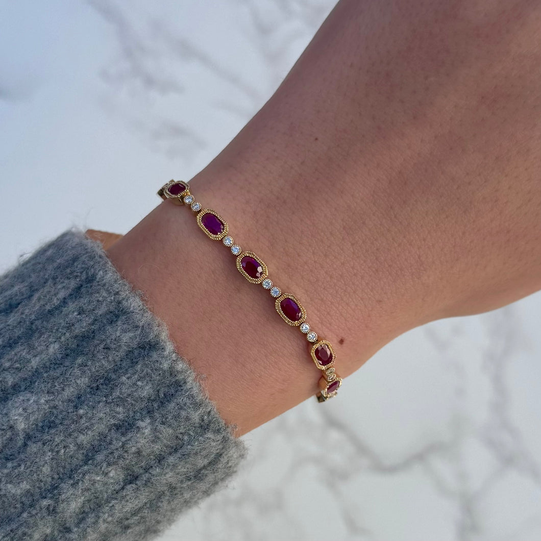 14K GOLD DIAMOND RUBY LEAH BRACELET