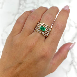 14K GOLD DIAMOND EMERALD JOSIE RING