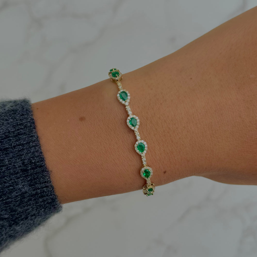 14K GOLD DIAMOND EMERALD CAROLINE BRACELET