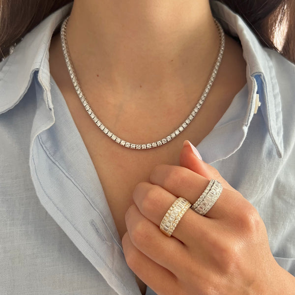 14K GOLD 15.60 CT DIAMOND CLASSIC TENNIS NECKLACE