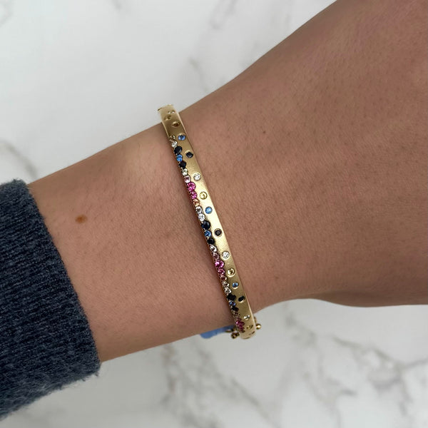 14K GOLD DIAMOND SAPPHIRE CELIA CONFETTI BANGLE