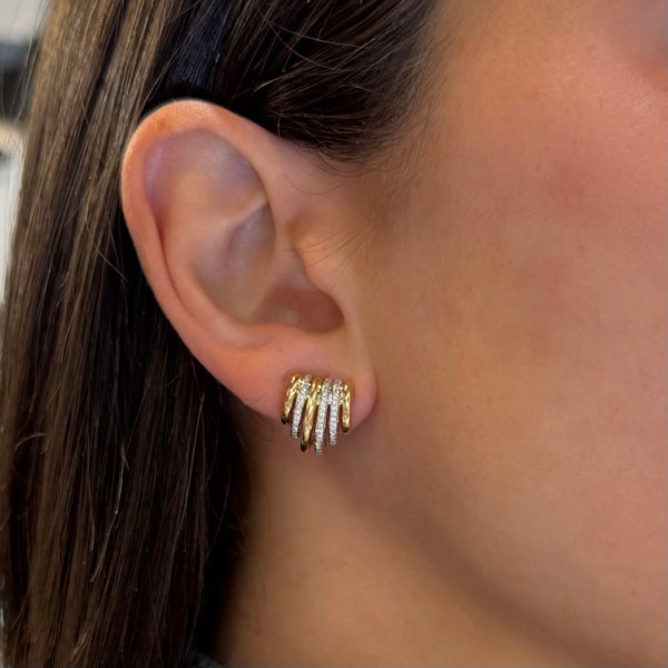 14K GOLD DIAMOND SARETTE EARRINGS