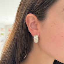 14K GOLD DIAMOND MOTHER OF PEARL SENNA HOOPS