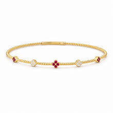 14K GOLD DIAMOND RUBY CLOVER FLEX BANGLE