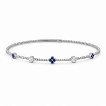 14K GOLD DIAMOND SAPPHIRE CLOVER FLEX BANGLE