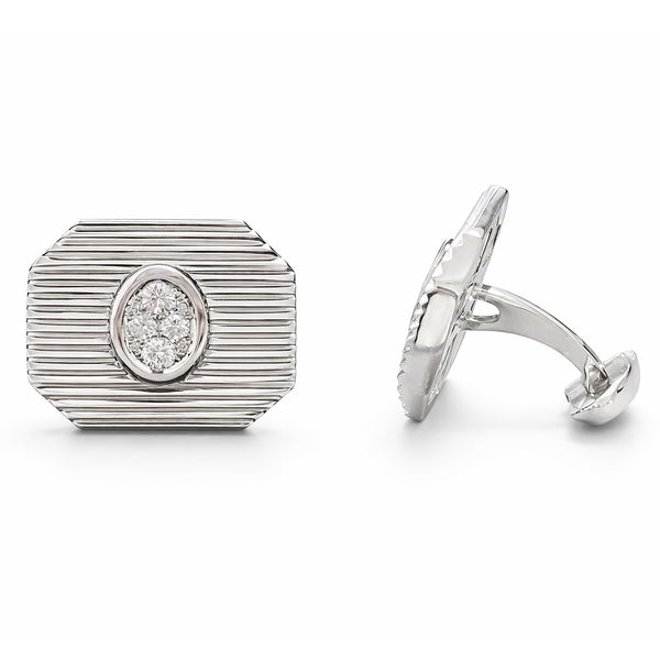14K GOLD DIAMOND SAMMY POLISHED CUFFLINKS