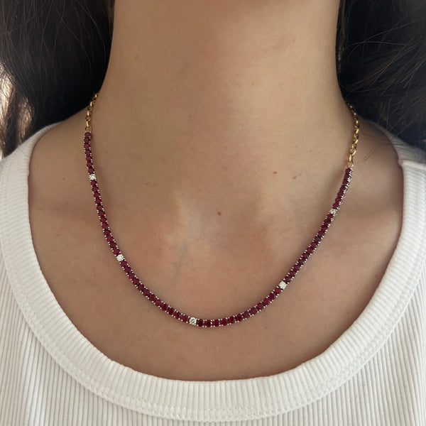 14K GOLD DIAMOND RUBY SKYLAR NECKLACE