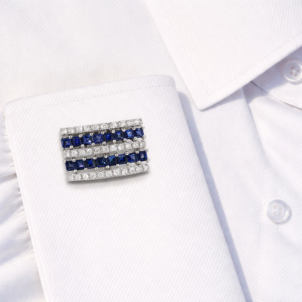 14K GOLD DIAMOND SAPPHIRE STEVE CUFFLINKS