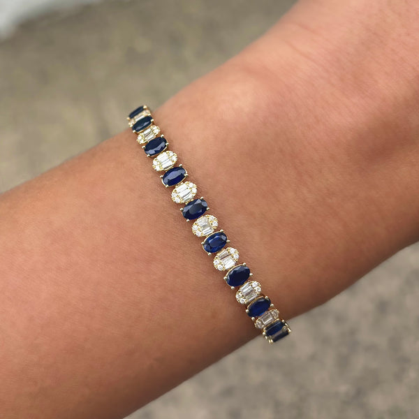 14K GOLD DIAMOND BLUE SAPPHIRE CLARA BRACELET