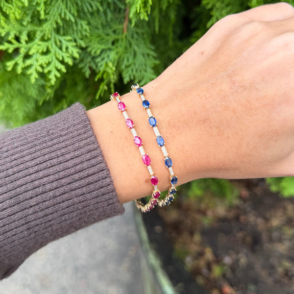 14K GOLD DIAMOND SAPPHIRE RAQUEL BRACELET