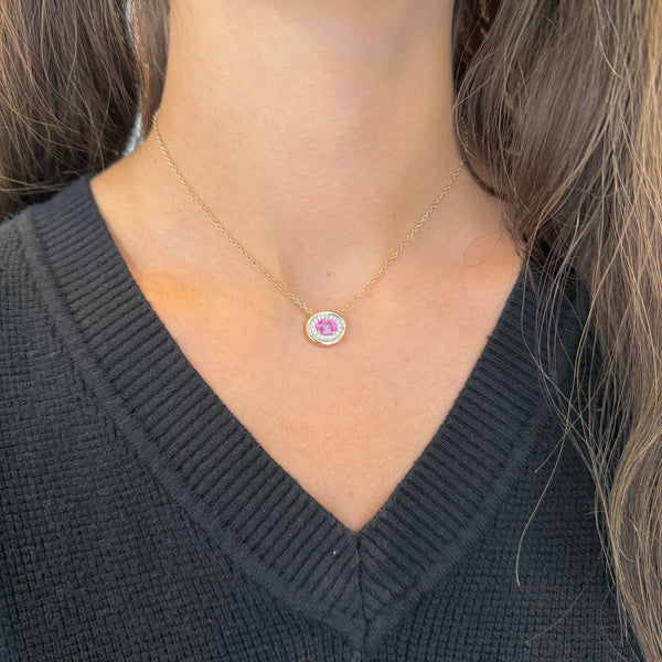 14K GOLD DIAMOND PINK SAPPHIRE SIMMY NECKLACE