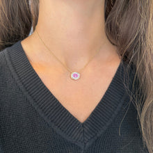 14K GOLD DIAMOND PINK SAPPHIRE SIMMY NECKLACE
