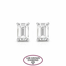 14K GOLD 2.00 CT LAB GROWN DIAMOND EMERALD CUT STUDS