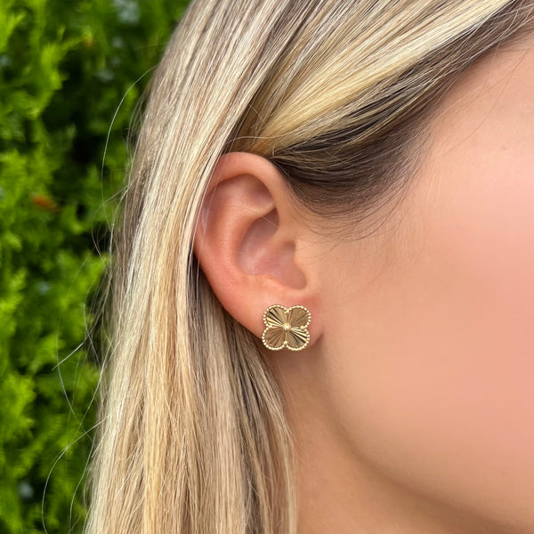 14K GOLD LARGE CARLIE CLOVER STUDS