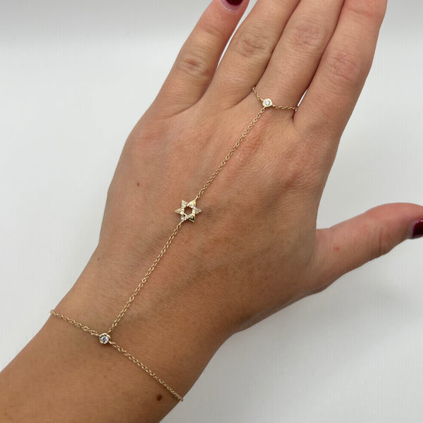 14K GOLD DIAMOND MAYA HAND CHAIN