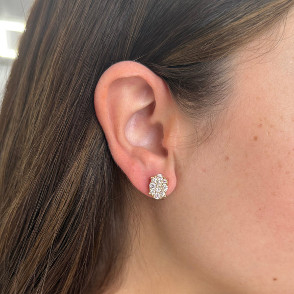 14K GOLD DIAMOND LARGE BELLA OVAL STUDS