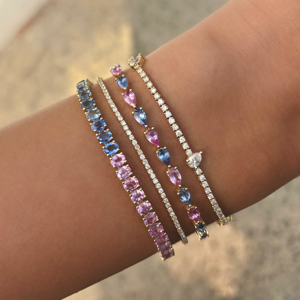 14K GOLD PINK AND BLUE SAPPHIRE ALIZA BRACELET
