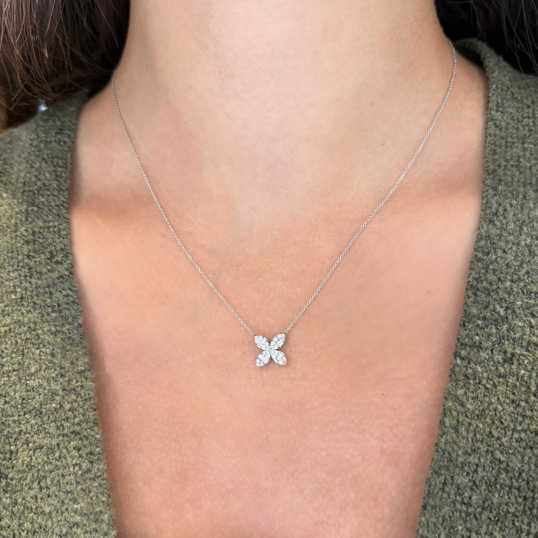 14K GOLD DIAMOND JENNY FLOWER NECKLACE